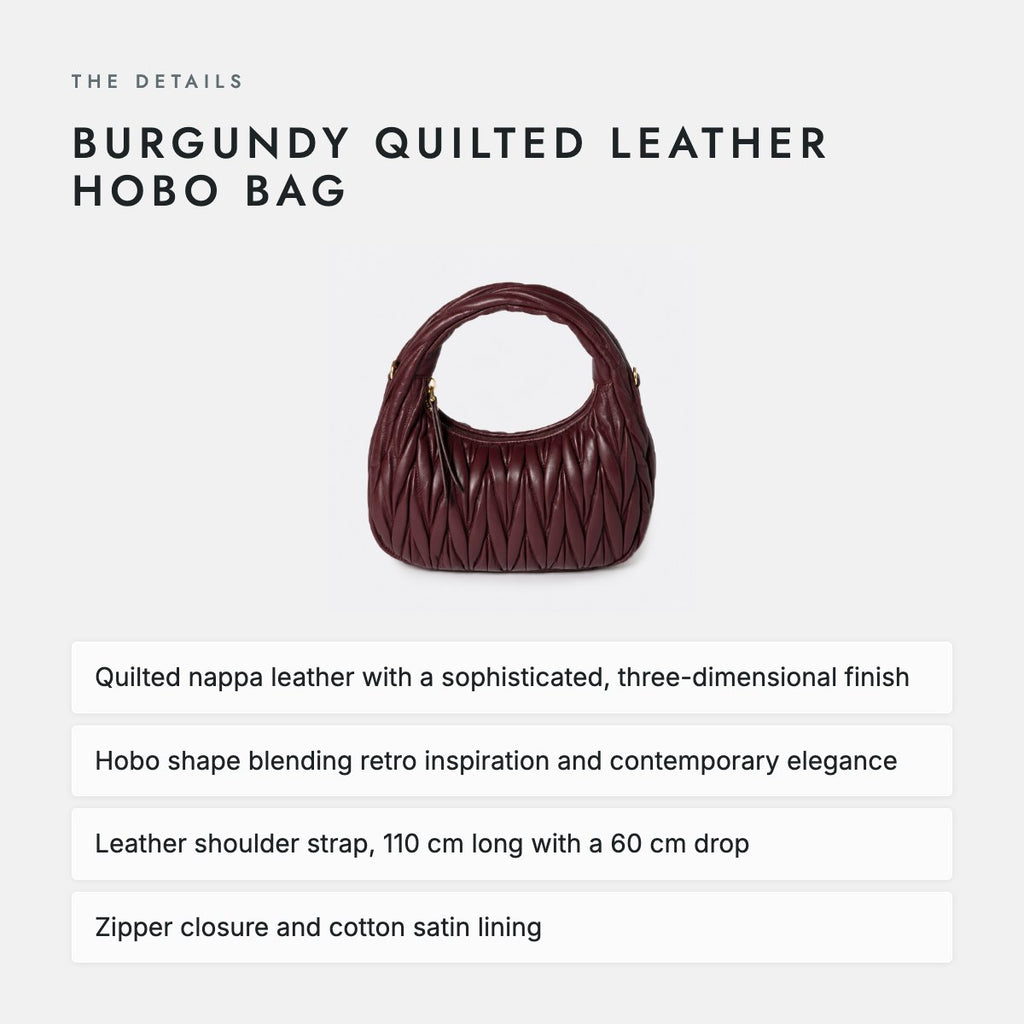 Burgundy Quilted Leather Hobo Bag, photo 4