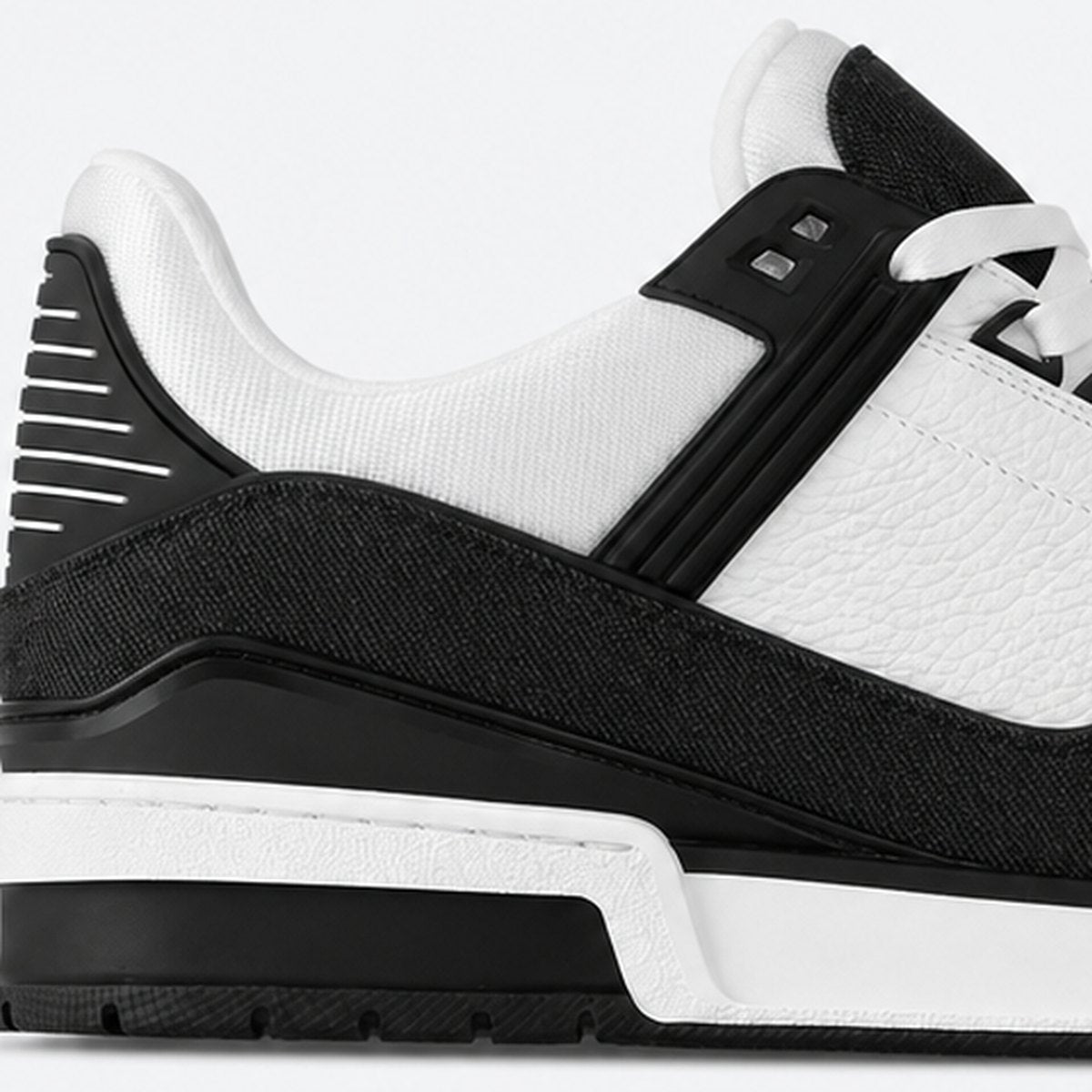 Black Denim and Embossed Leather Sneakers, photo 2