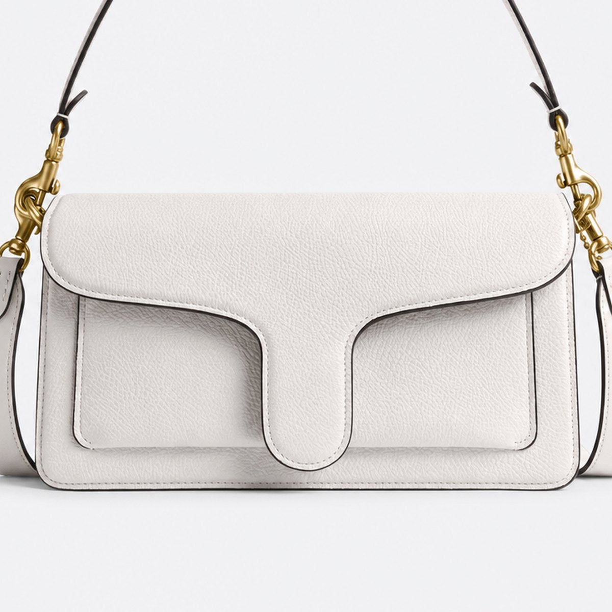 Chalk White Pebble Leather Shoulder Bag, photo 3