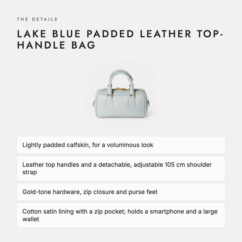 Lake Blue Padded Leather Top-Handle Bag, photo 4