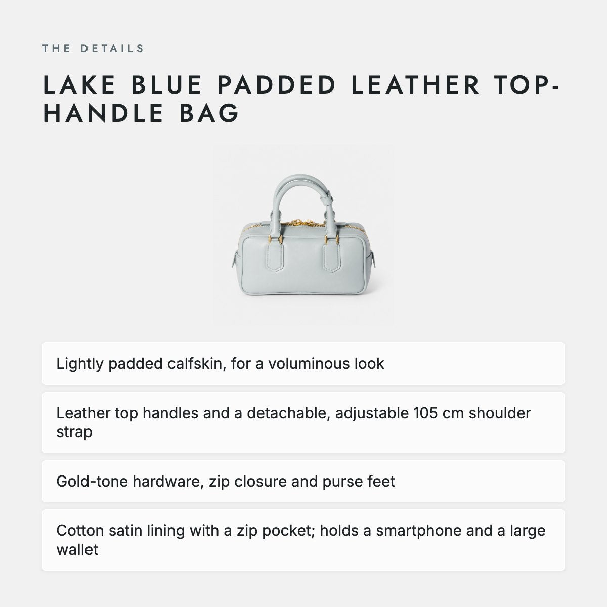 Lake Blue Padded Leather Top-Handle Bag, photo 4