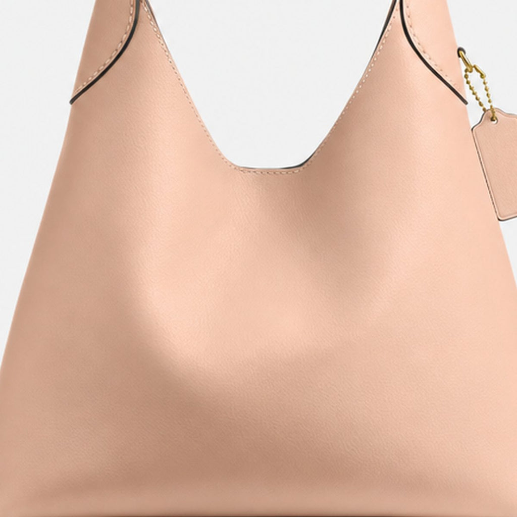 Cream Grain Leather Hobo Shoulder Bag, photo 3