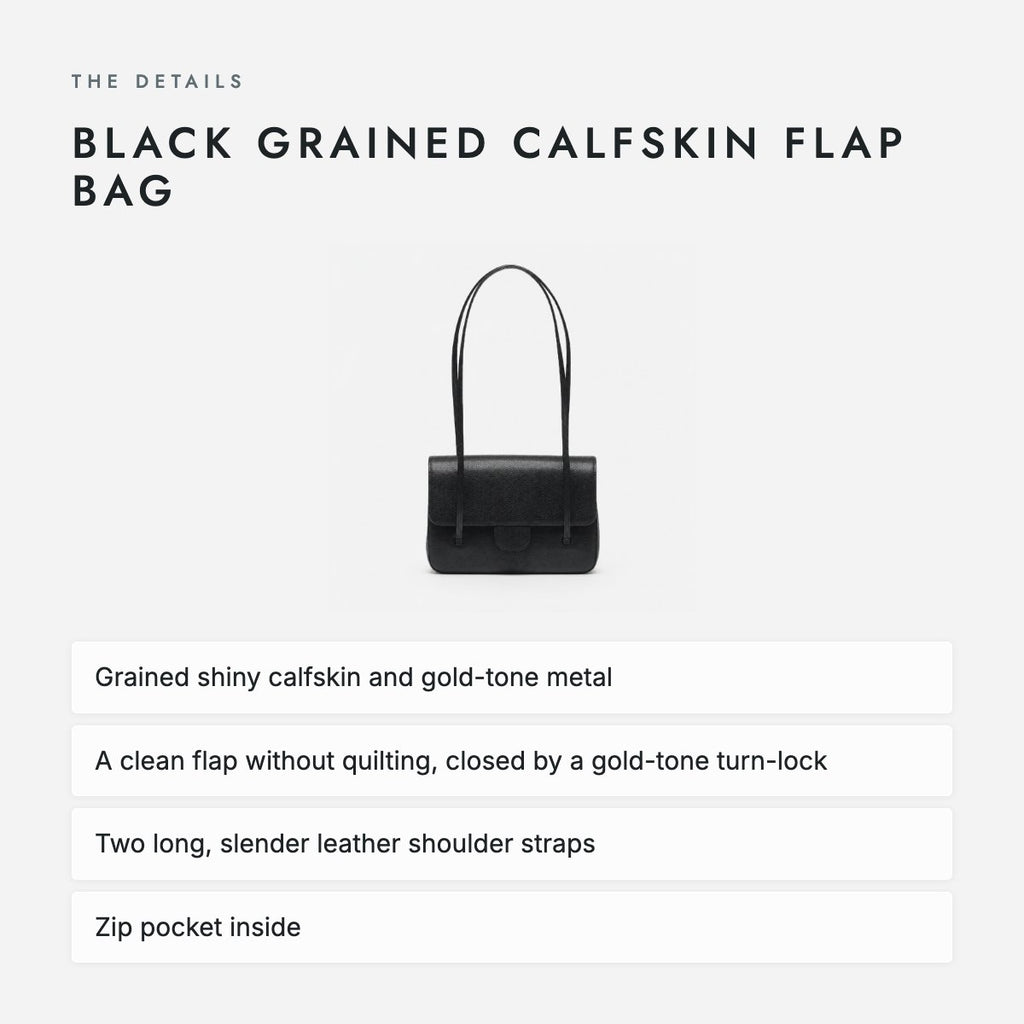 Black Grained Calfskin Flap Bag, photo 4