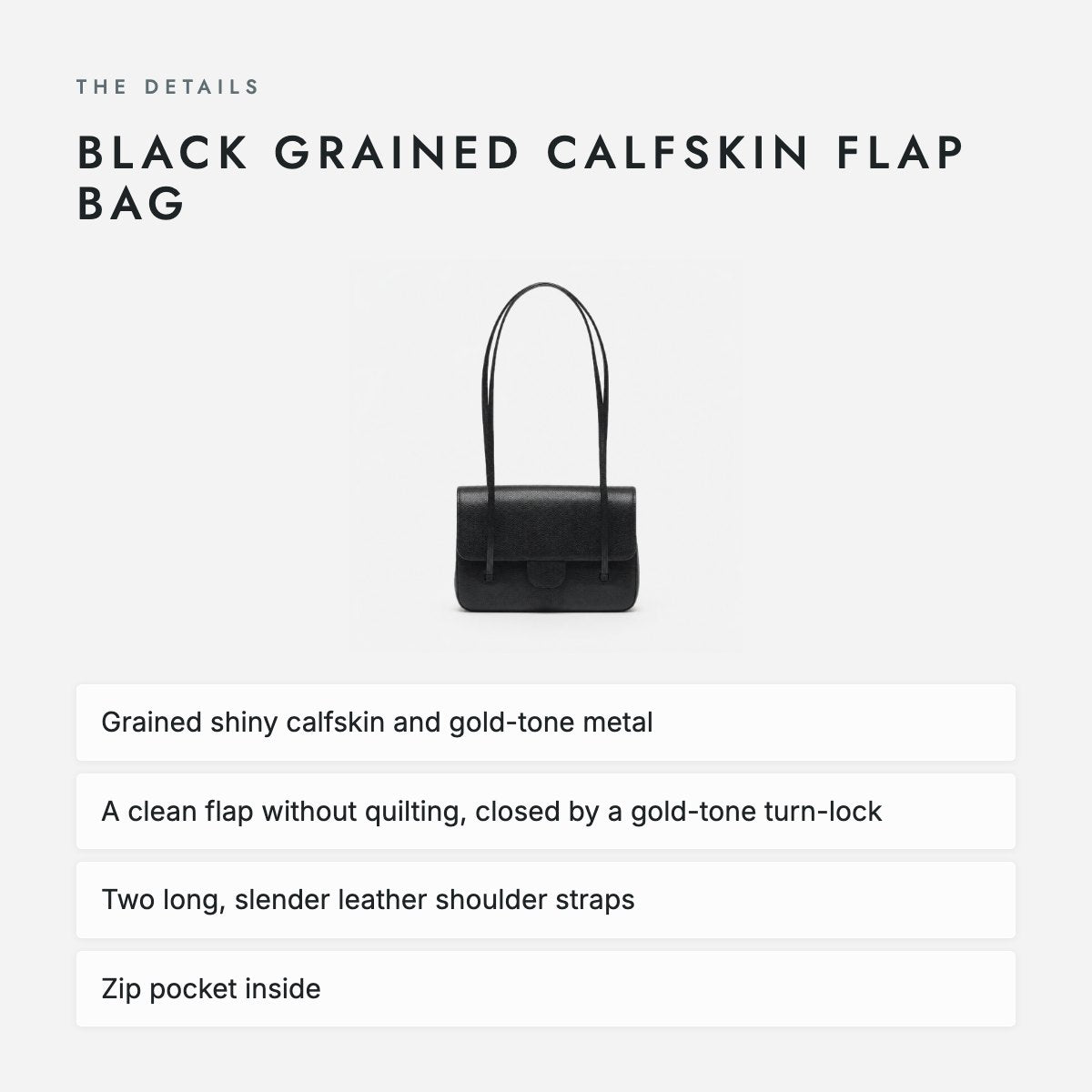 Black Grained Calfskin Flap Bag, photo 4