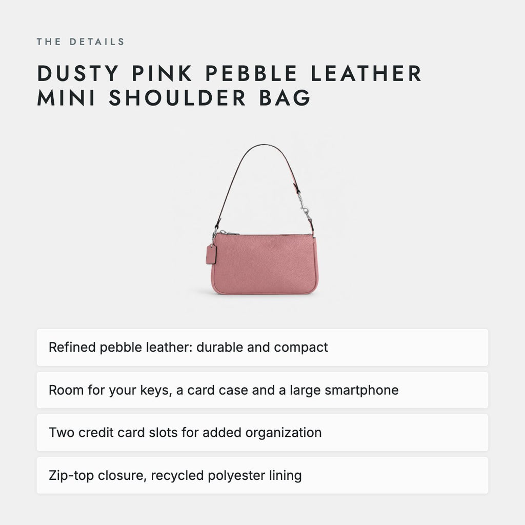 Dusty Pink Pebble Leather Mini Shoulder Bag, photo 4