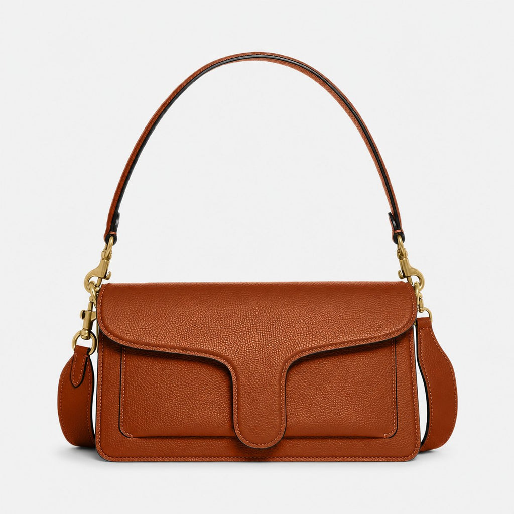 Amber Brown Pebble Leather Shoulder Bag, photo 1