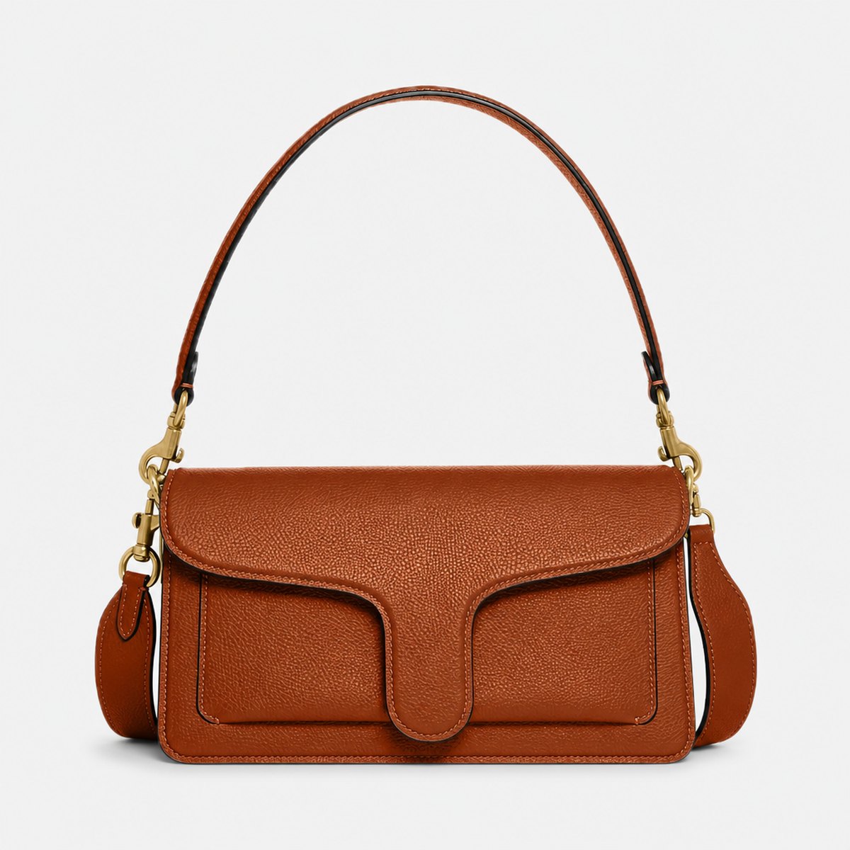 Amber Brown Pebble Leather Shoulder Bag, photo 1