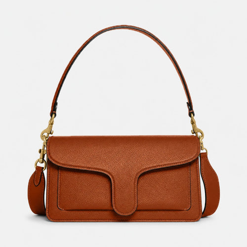 Amber Brown Pebble Leather Shoulder Bag, photo 1