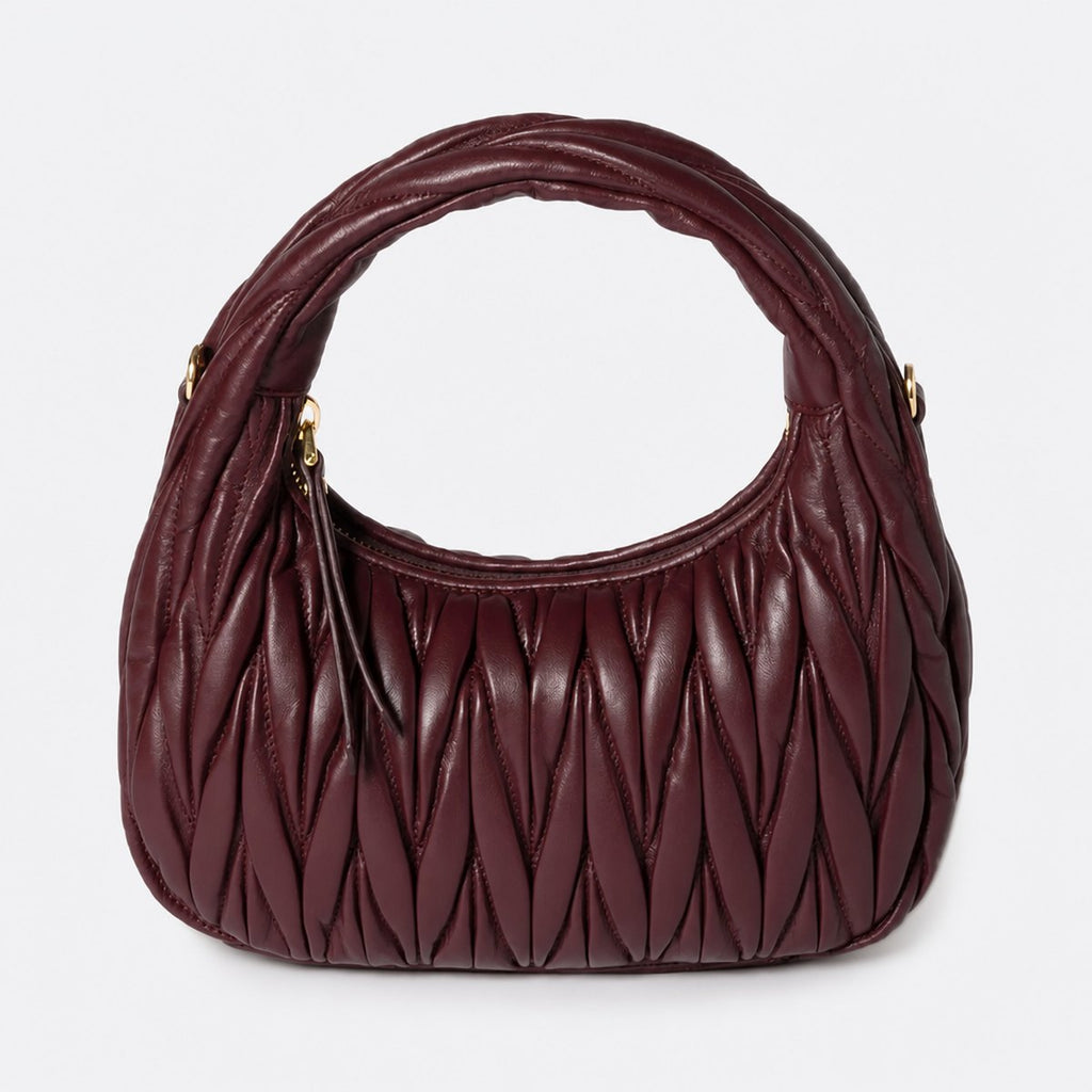 Burgundy Quilted Leather Hobo Bag, photo 1