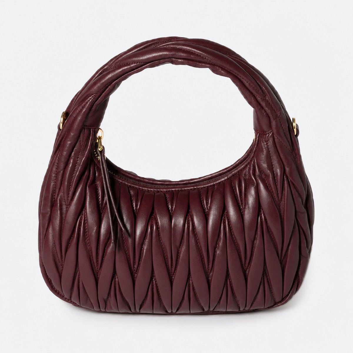 Burgundy Quilted Leather Hobo Bag, photo 1