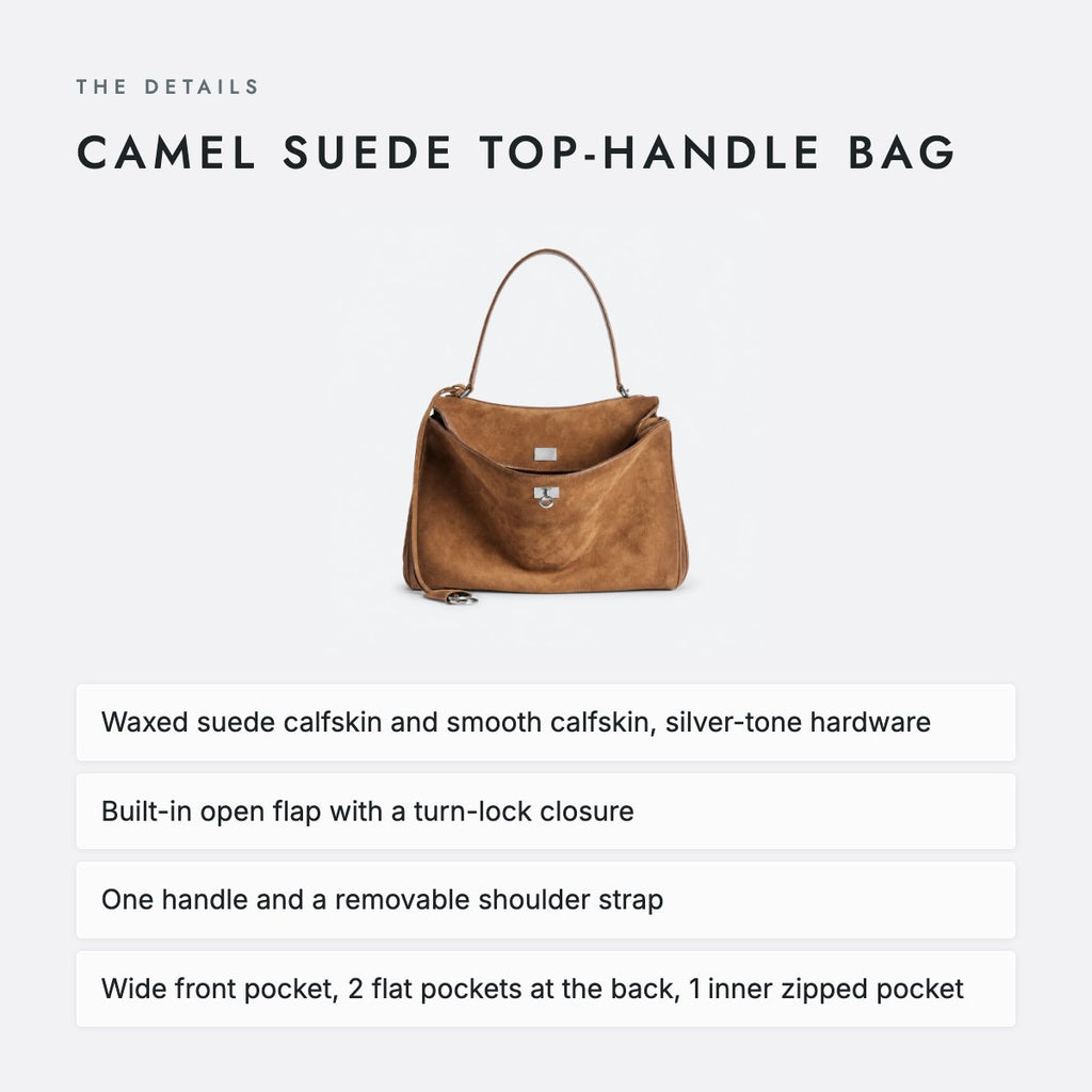 Camel Suede Top-Handle Bag, photo 4