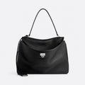 Black Grained Leather Top-Handle Bag, photo 1