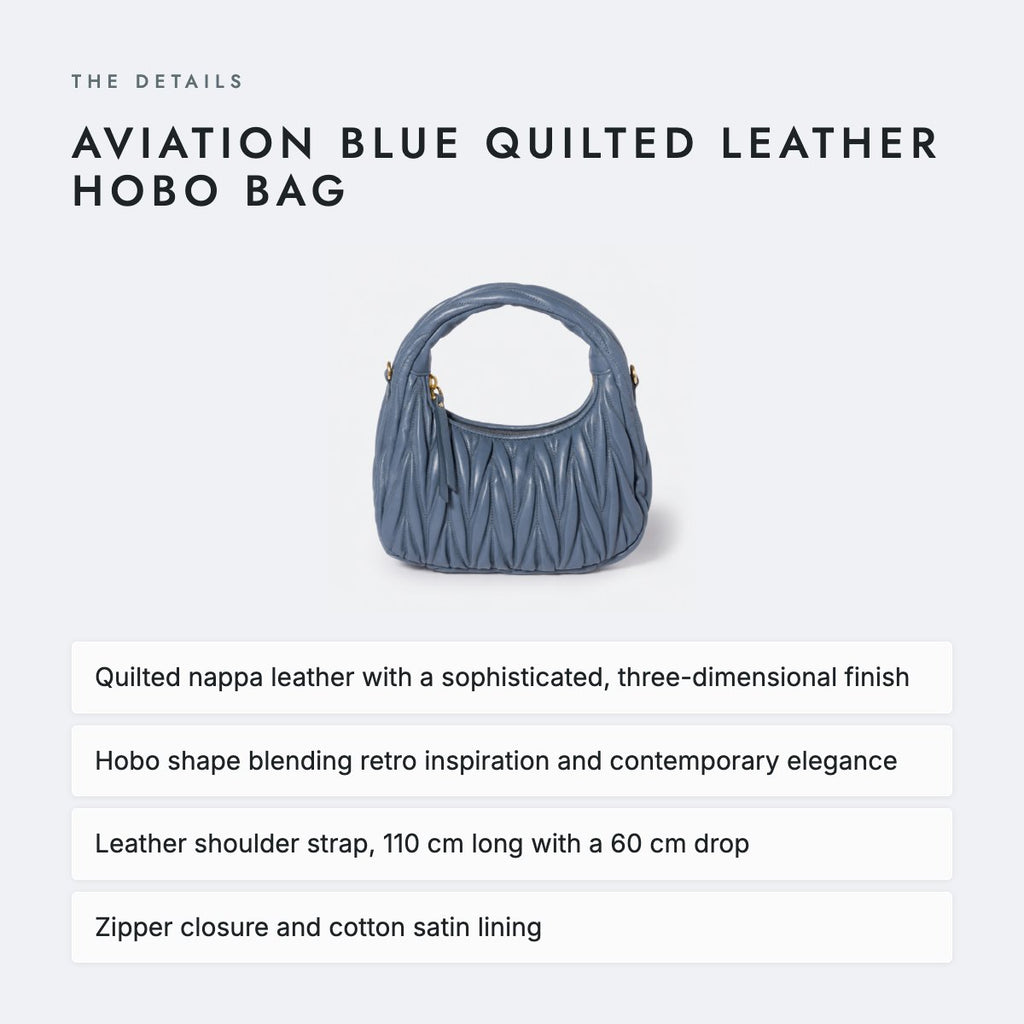 Aviation Blue Quilted Leather Hobo Bag, photo 4