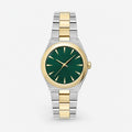 Two-Tone Stainless Steel Watch with Green Dial, photo 1