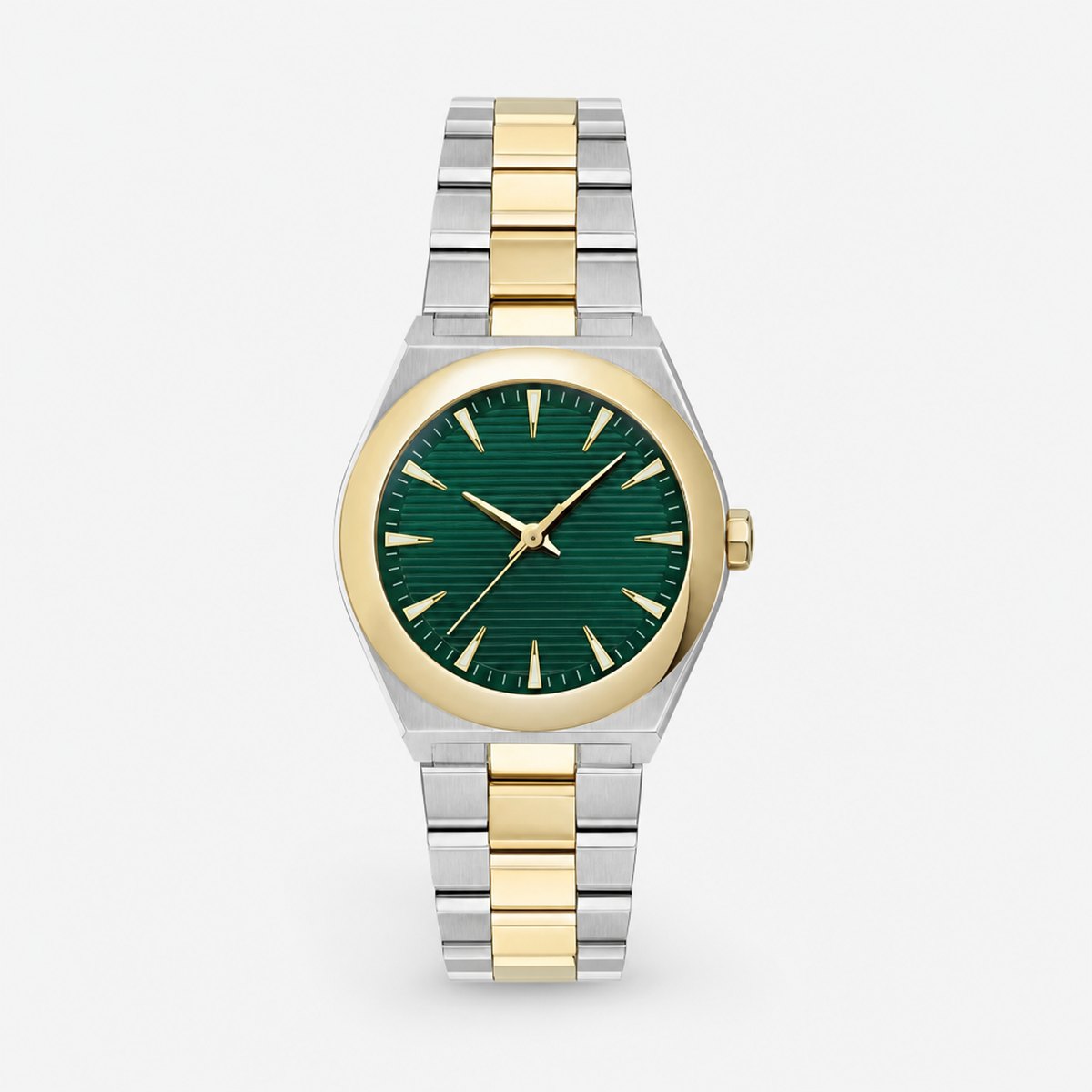 Two-Tone Stainless Steel Watch with Green Dial, photo 1