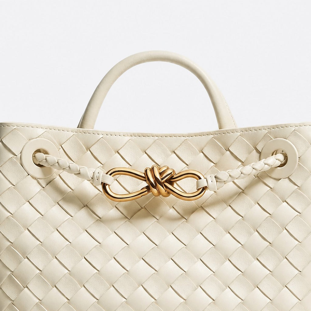 Ivory Woven Leather Top-Handle Bag, photo 2