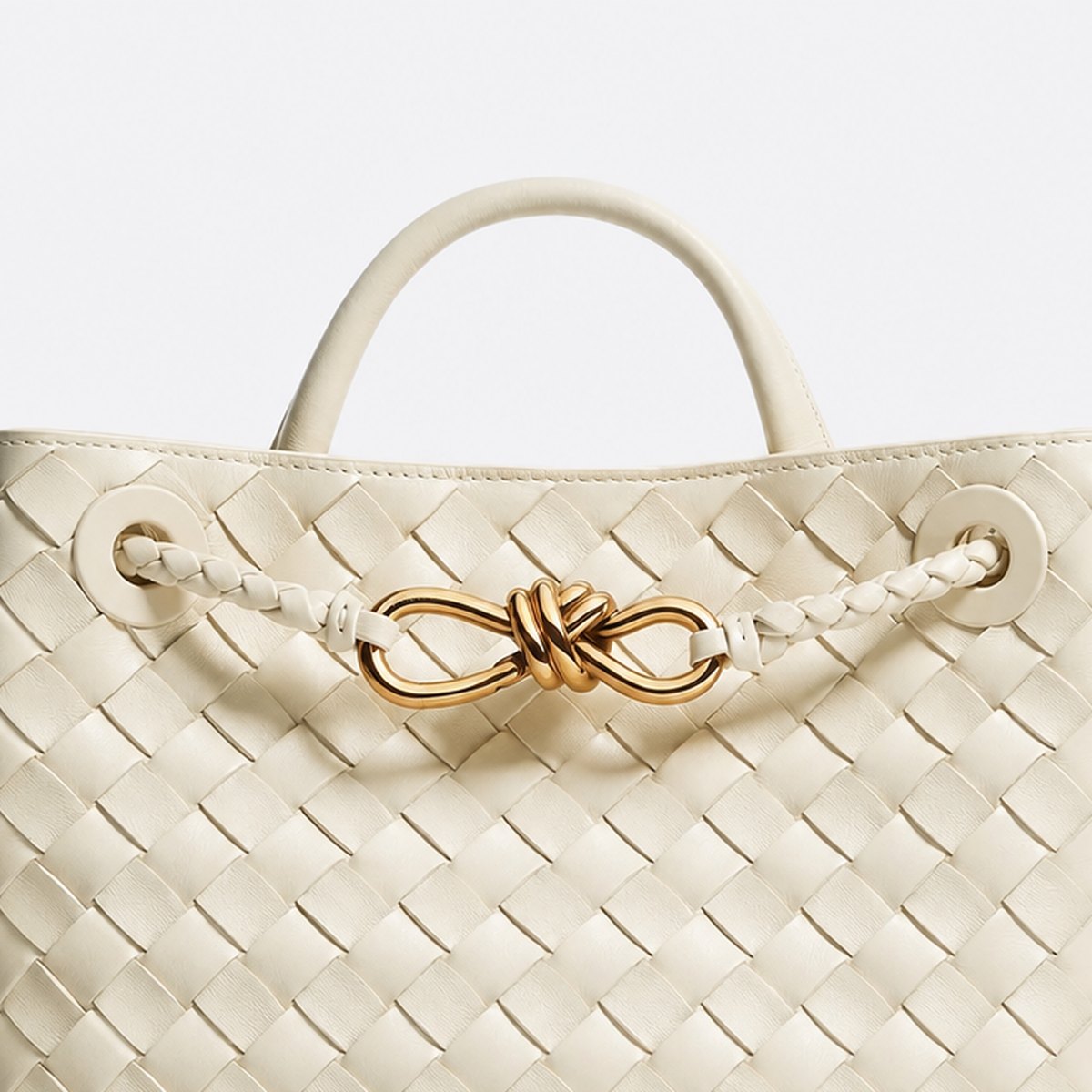 Ivory Woven Leather Top-Handle Bag, photo 2