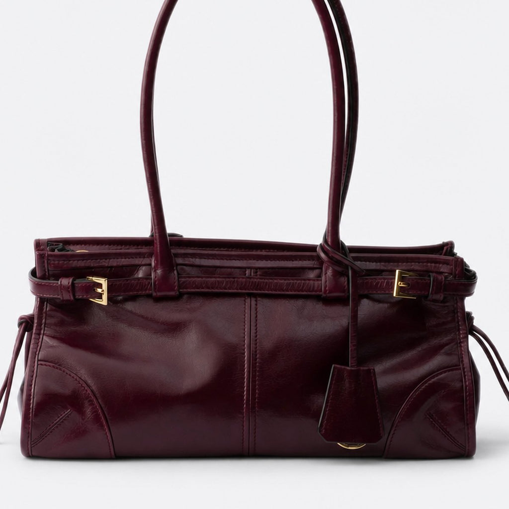 Burgundy Leather Top-Handle Bag, photo 3