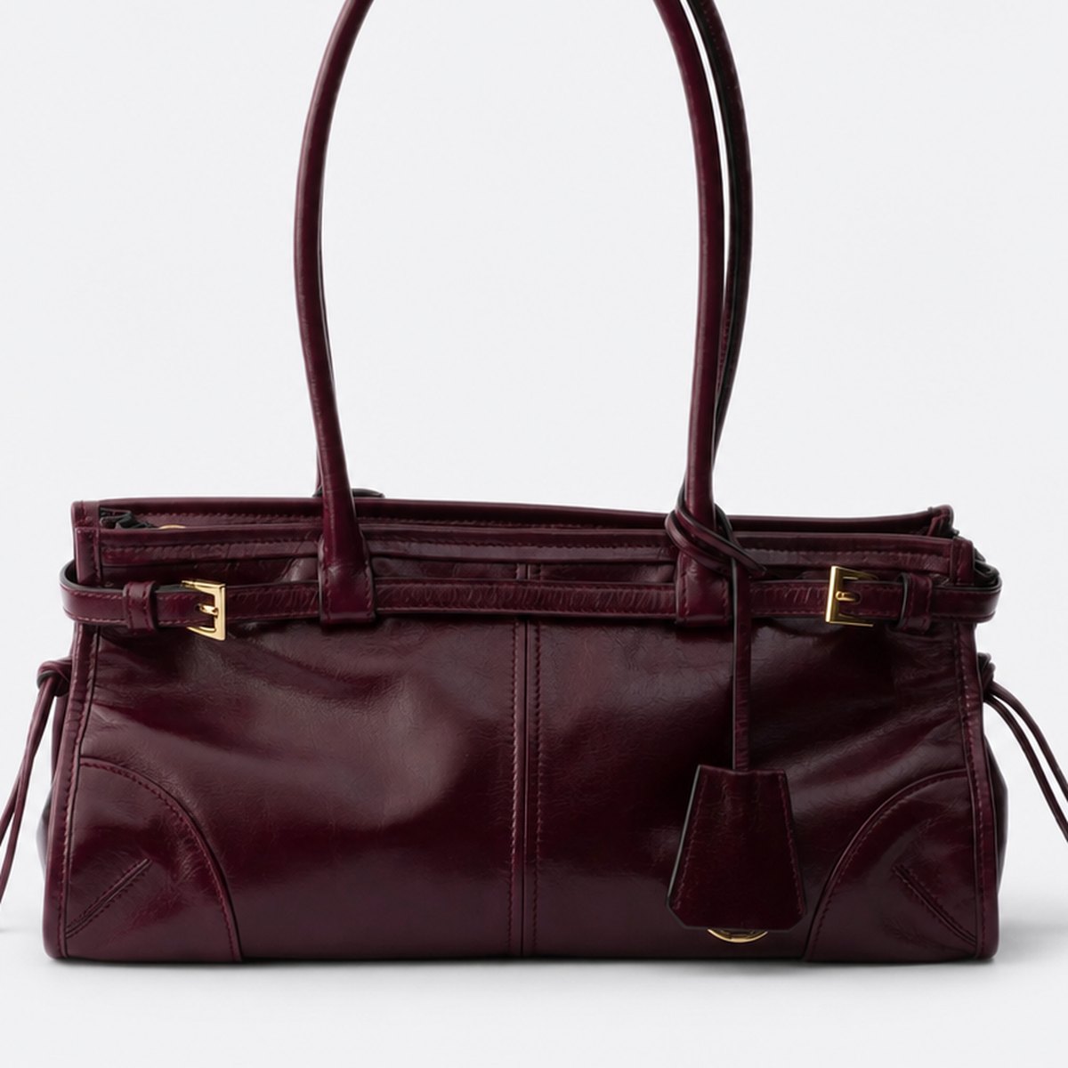 Burgundy Leather Top-Handle Bag, photo 3