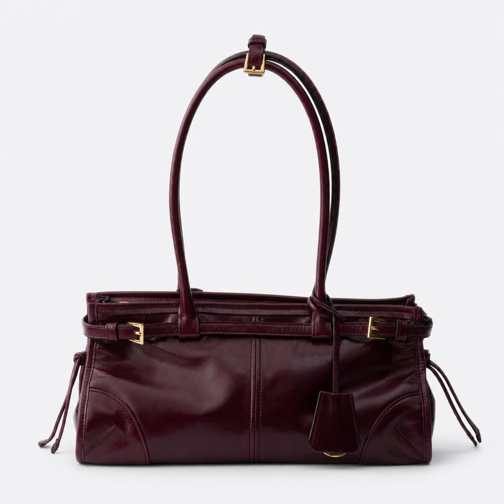 Burgundy Leather Top-Handle Bag, photo 1