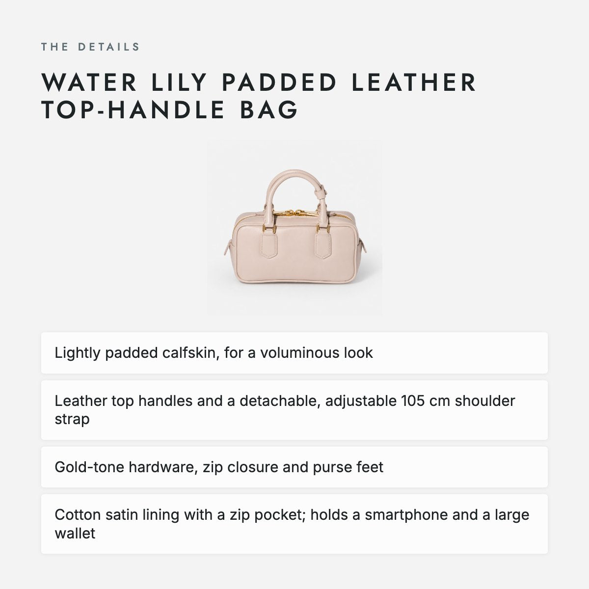 Water Lily Padded Leather Top-Handle Bag, photo 4