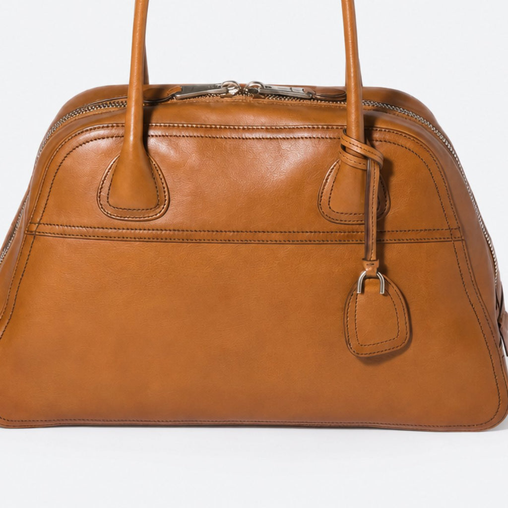 Cognac Leather Bowling Bag, photo 3