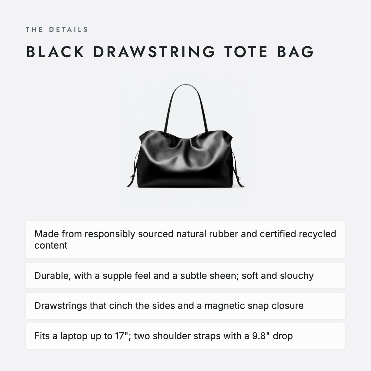 Black Drawstring Tote Bag, photo 4