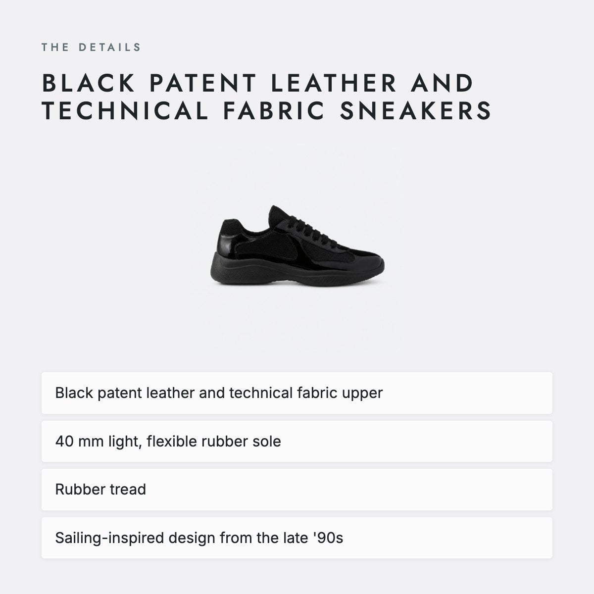 Black Patent Leather and Technical Fabric Sneakers, photo 4