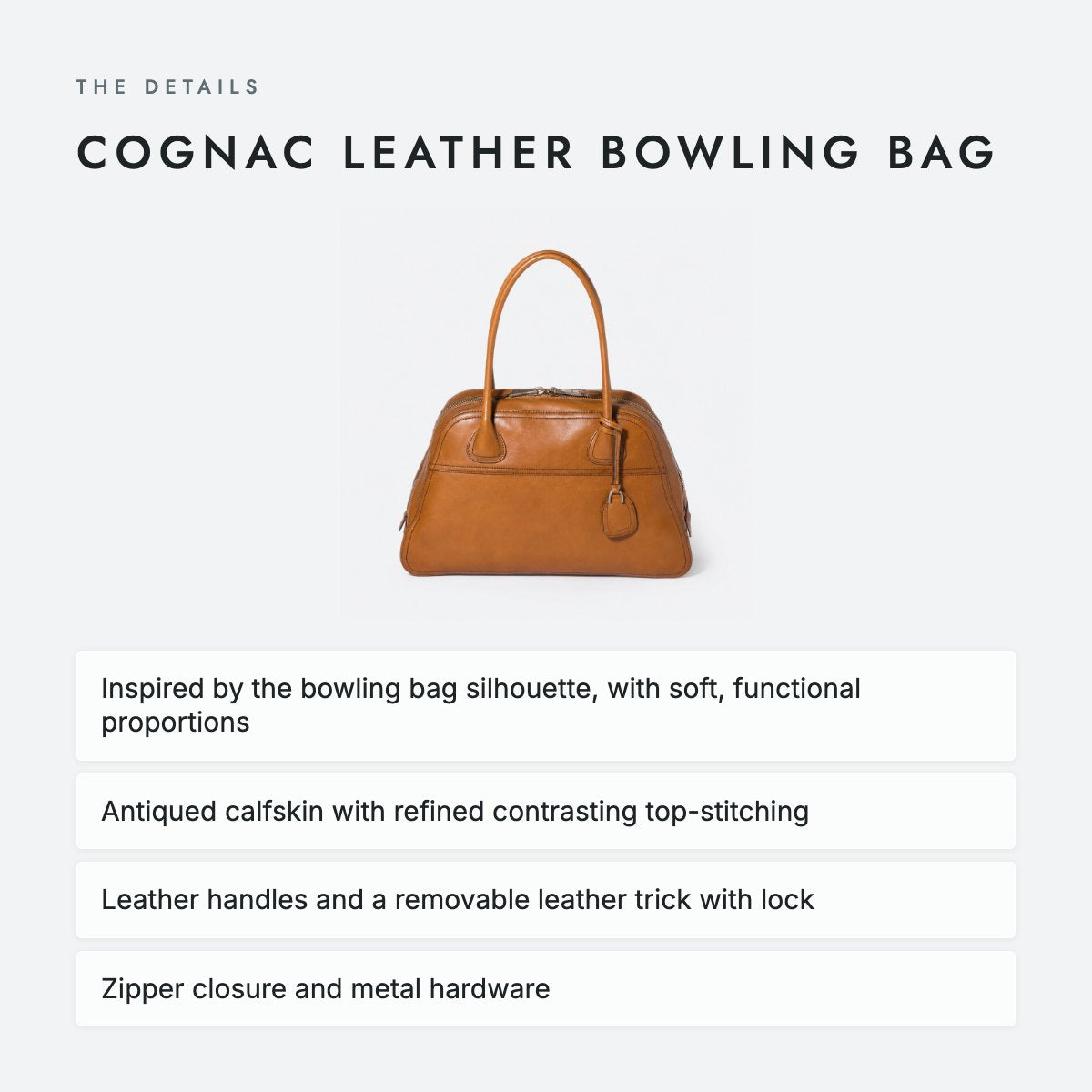 Cognac Leather Bowling Bag, photo 4