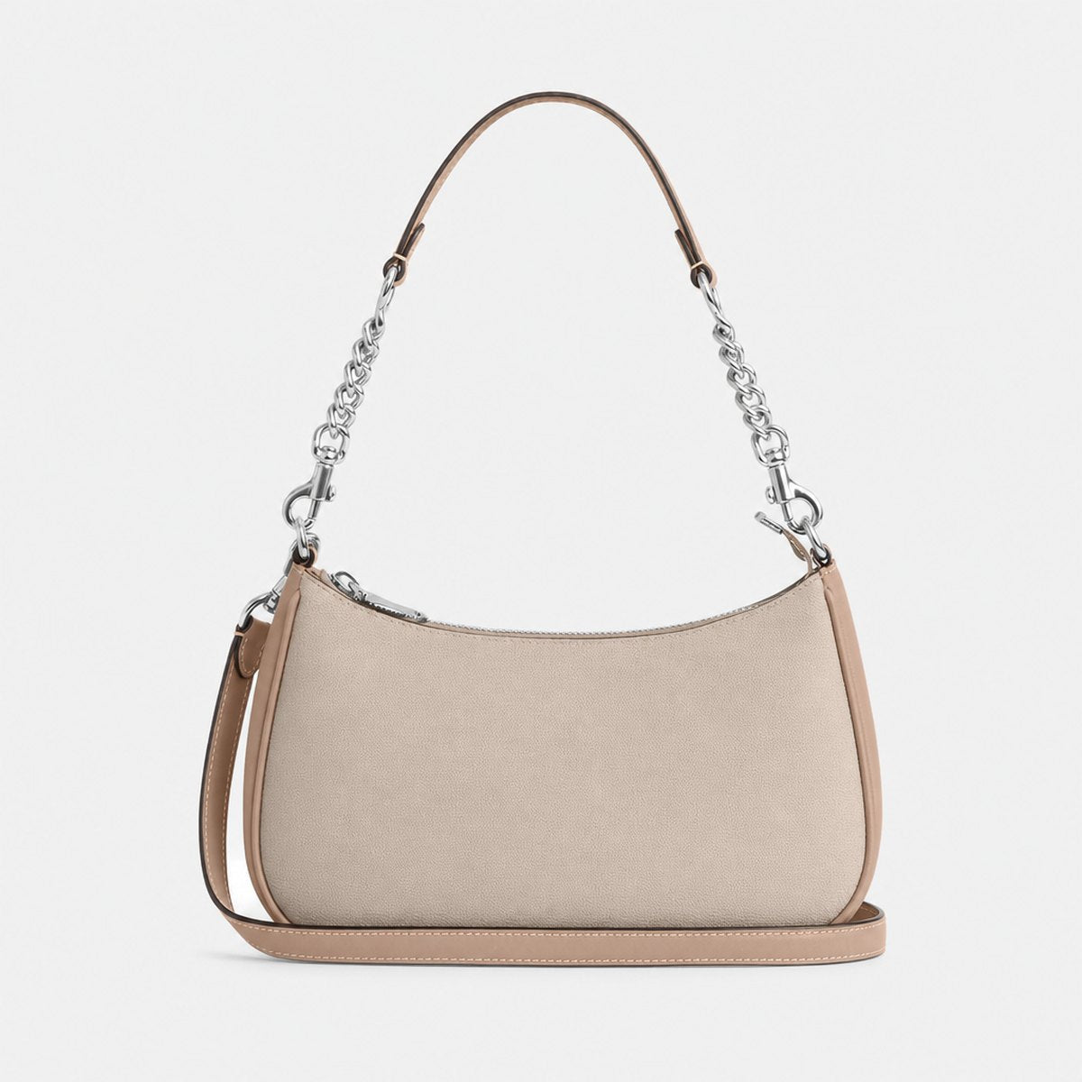 Sand and Taupe Coated Canvas Shoulder Bag, photo 1