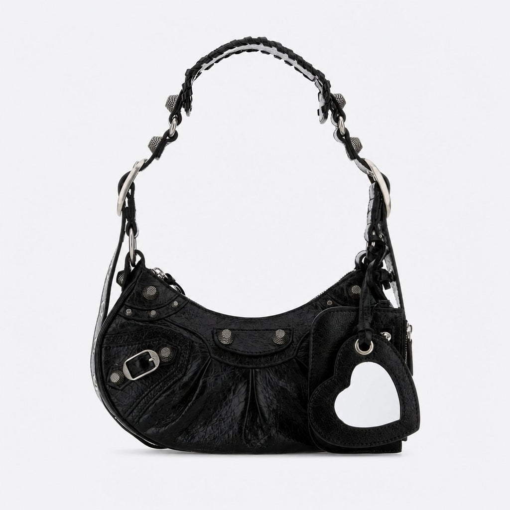 Black Studded Leather XS Shoulder Bag, photo 1