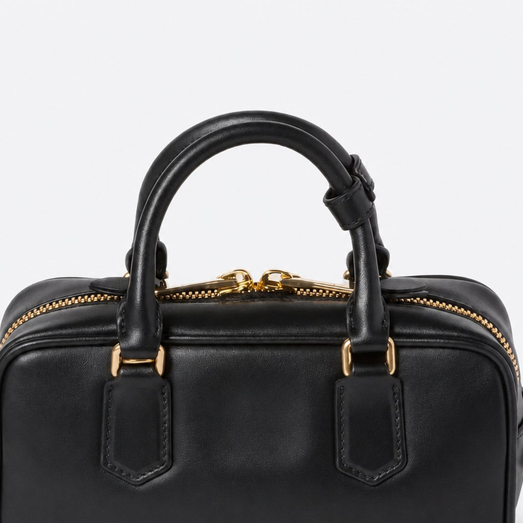 Black Padded Leather Top-Handle Bag, photo 2