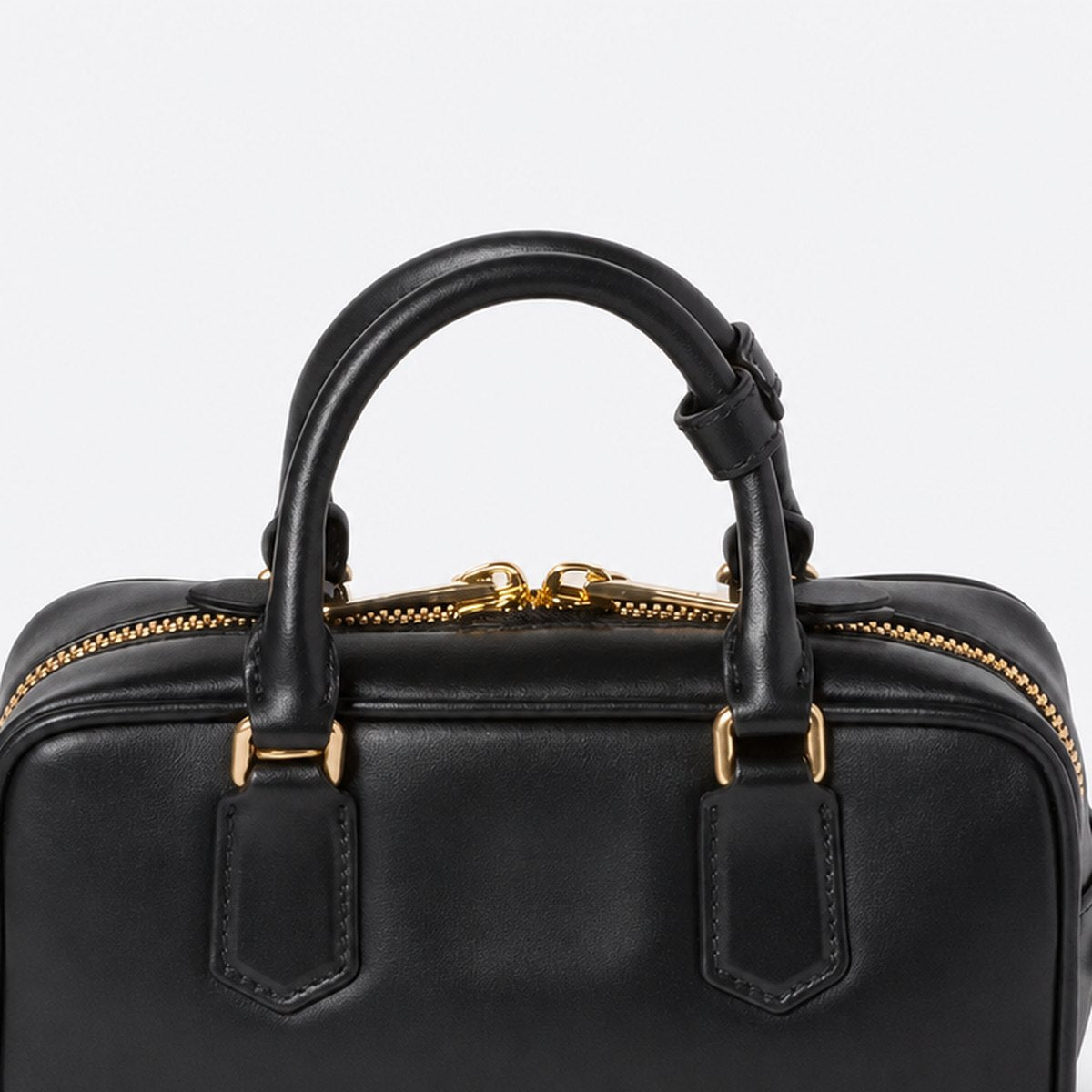Black Padded Leather Top-Handle Bag, photo 2