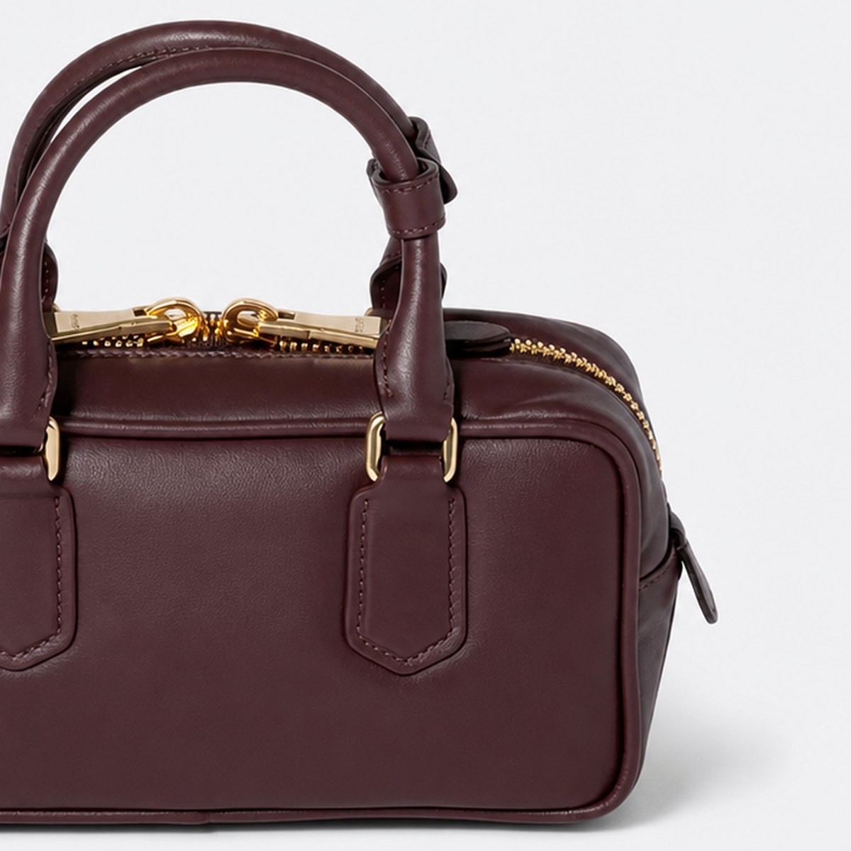 Burgundy Padded Leather Top-Handle Bag, photo 3