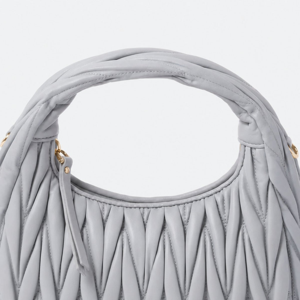 Pearl Gray Quilted Leather Hobo Bag, photo 2