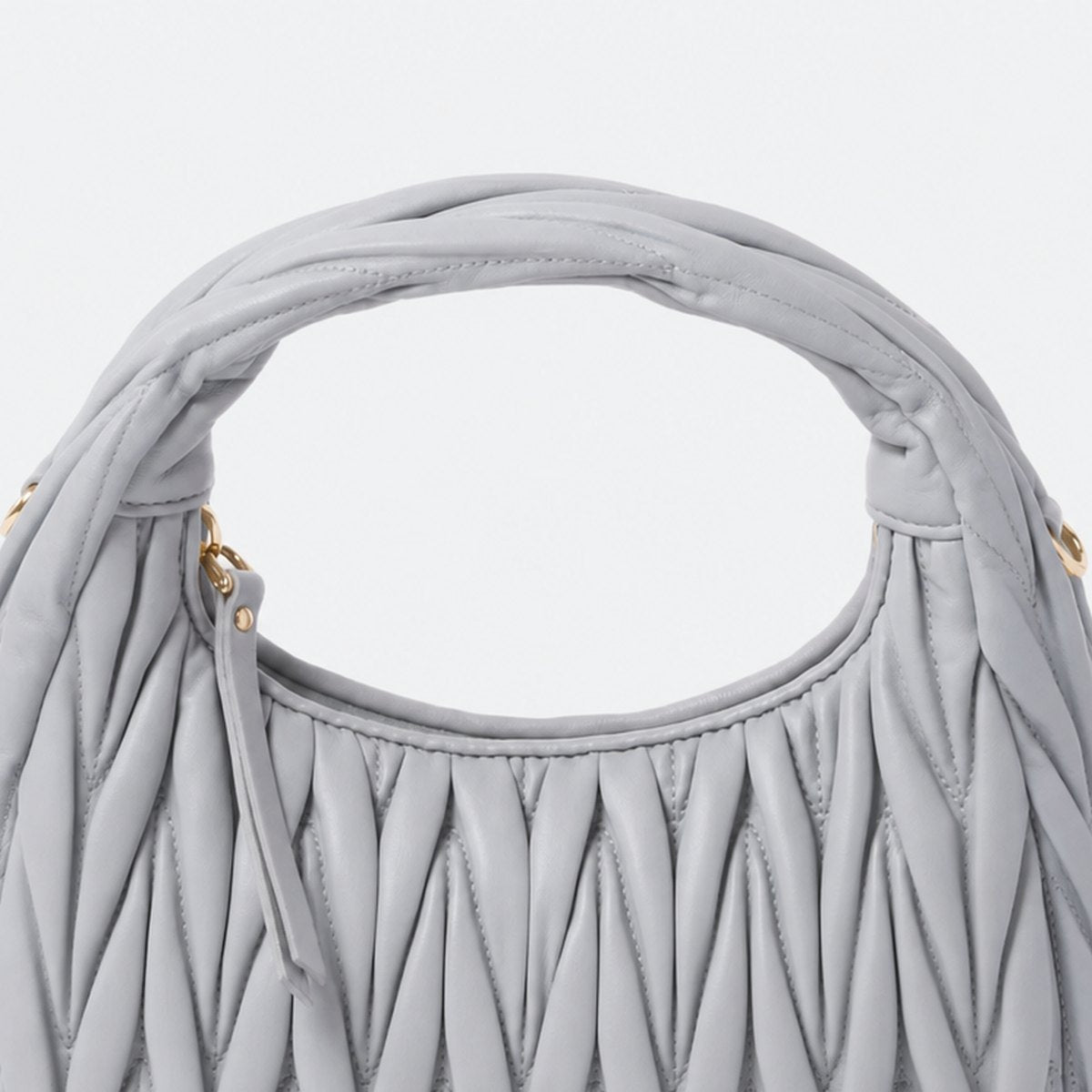 Pearl Gray Quilted Leather Hobo Bag, photo 2