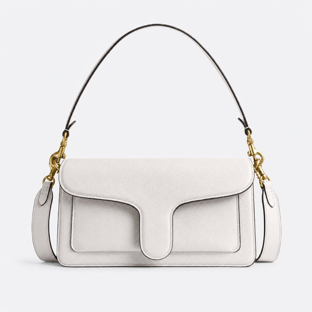 Chalk White Pebble Leather Shoulder Bag, photo 1
