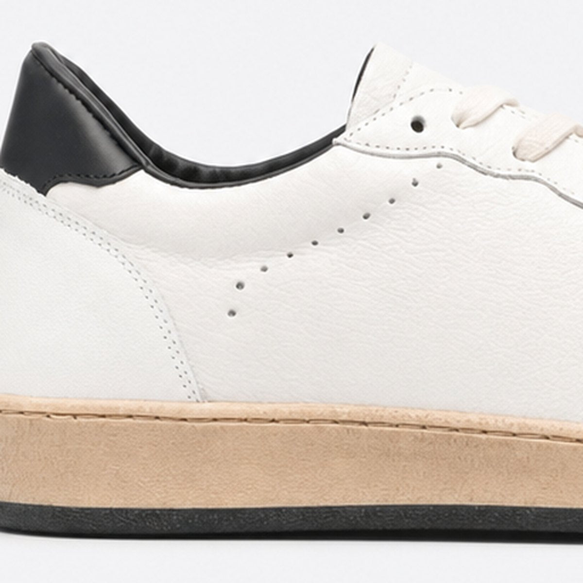 White Leather Sneakers with Black Star, photo 2
