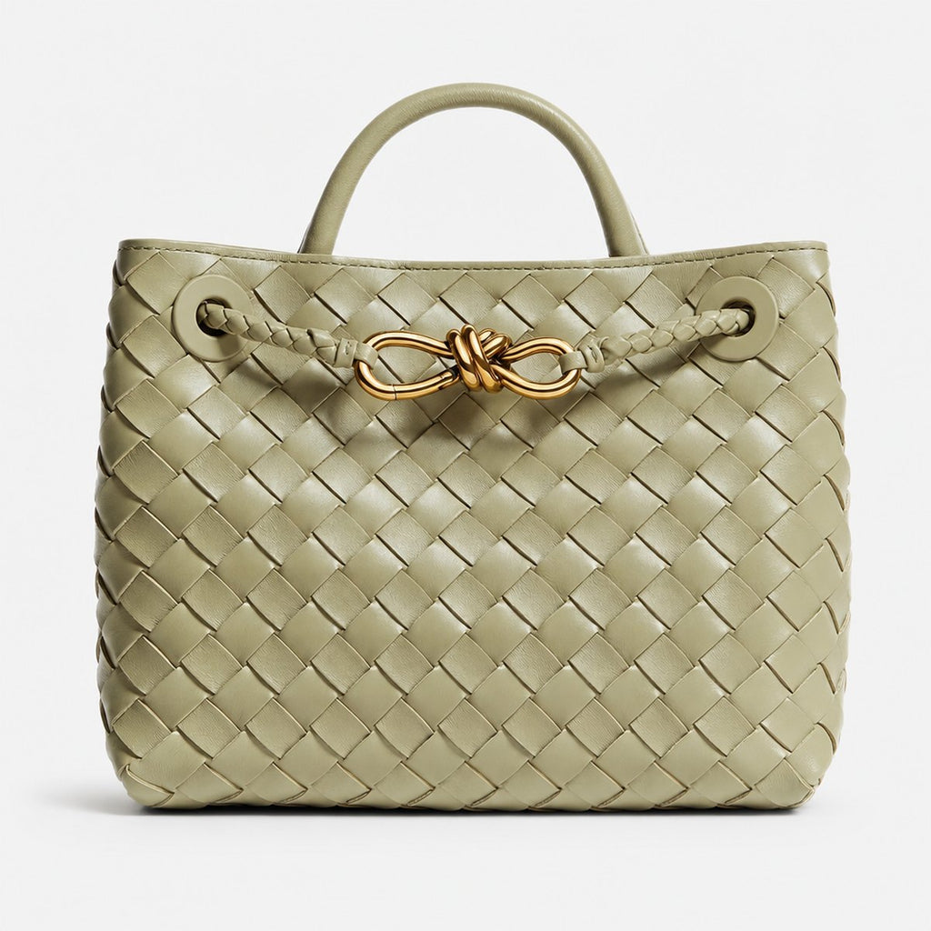 Sage Woven Leather Top-Handle Bag, photo 1