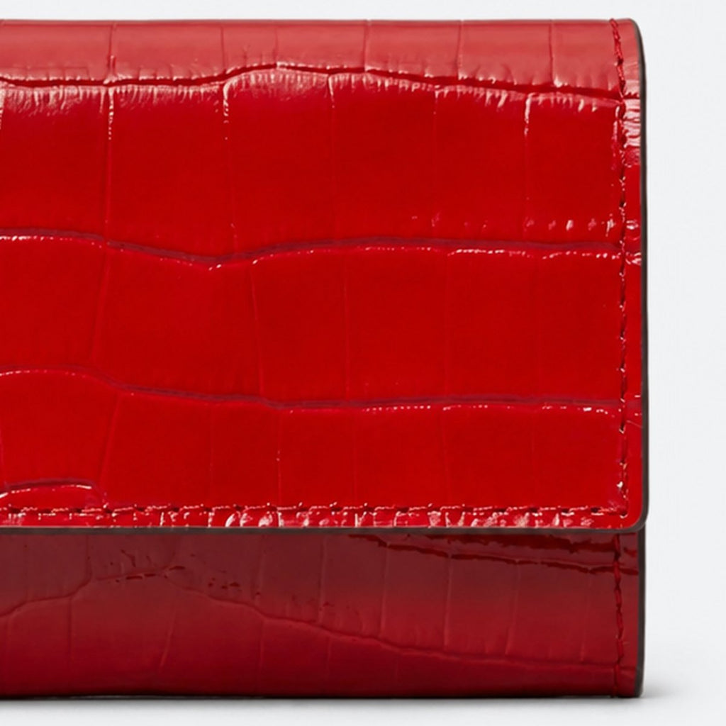 Red Croc-Embossed Leather Flap Wallet, photo 3