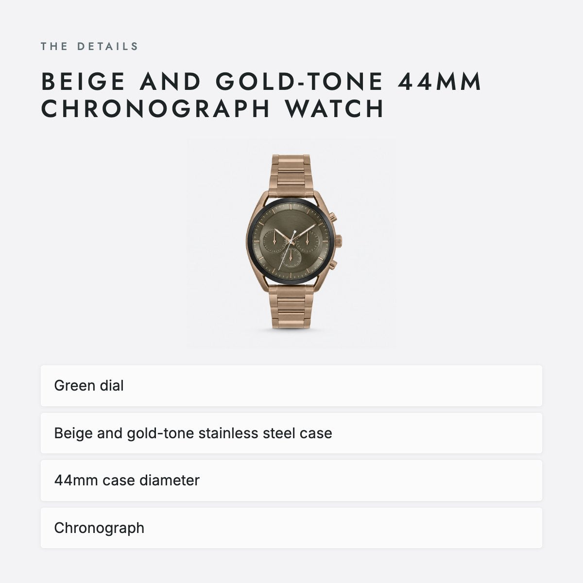 Beige And Gold-tone 44mm Chronograph Watch, photo 4