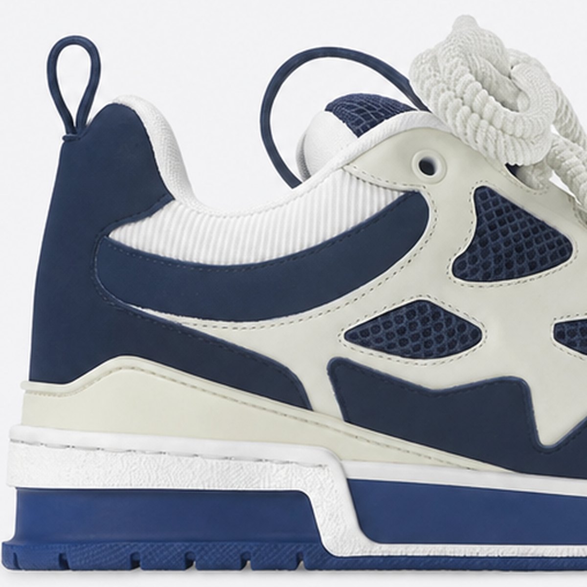 Navy and Cream Mesh and Leather Sneakers, photo 2