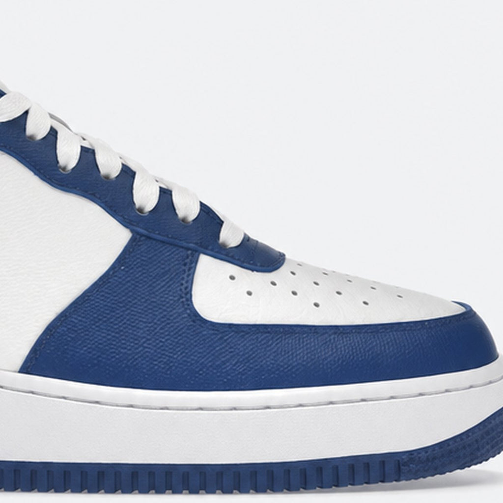 White and Blue Leather Low-Top Sneakers, photo 3
