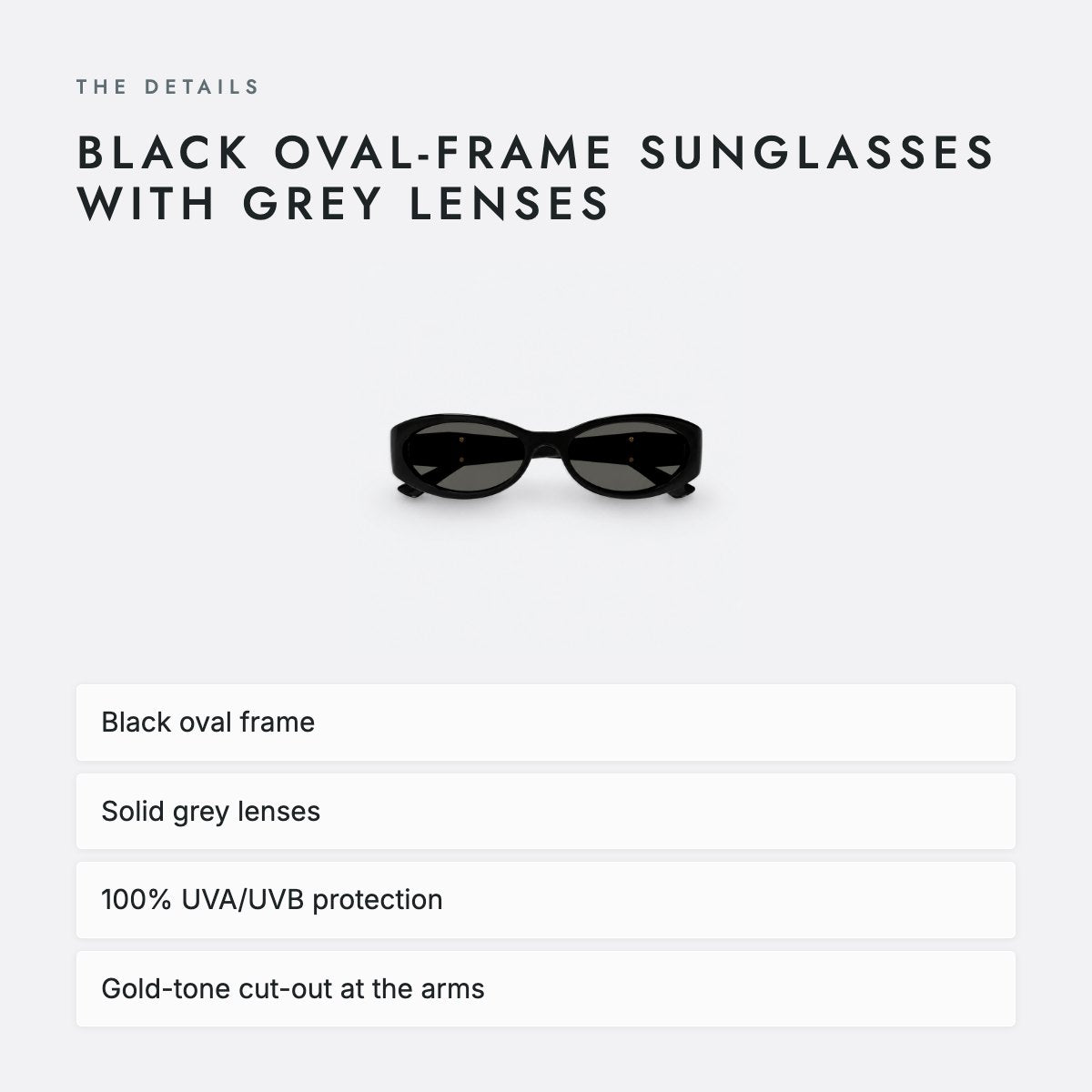 Black Oval-Frame Sunglasses with Grey Lenses, photo 4