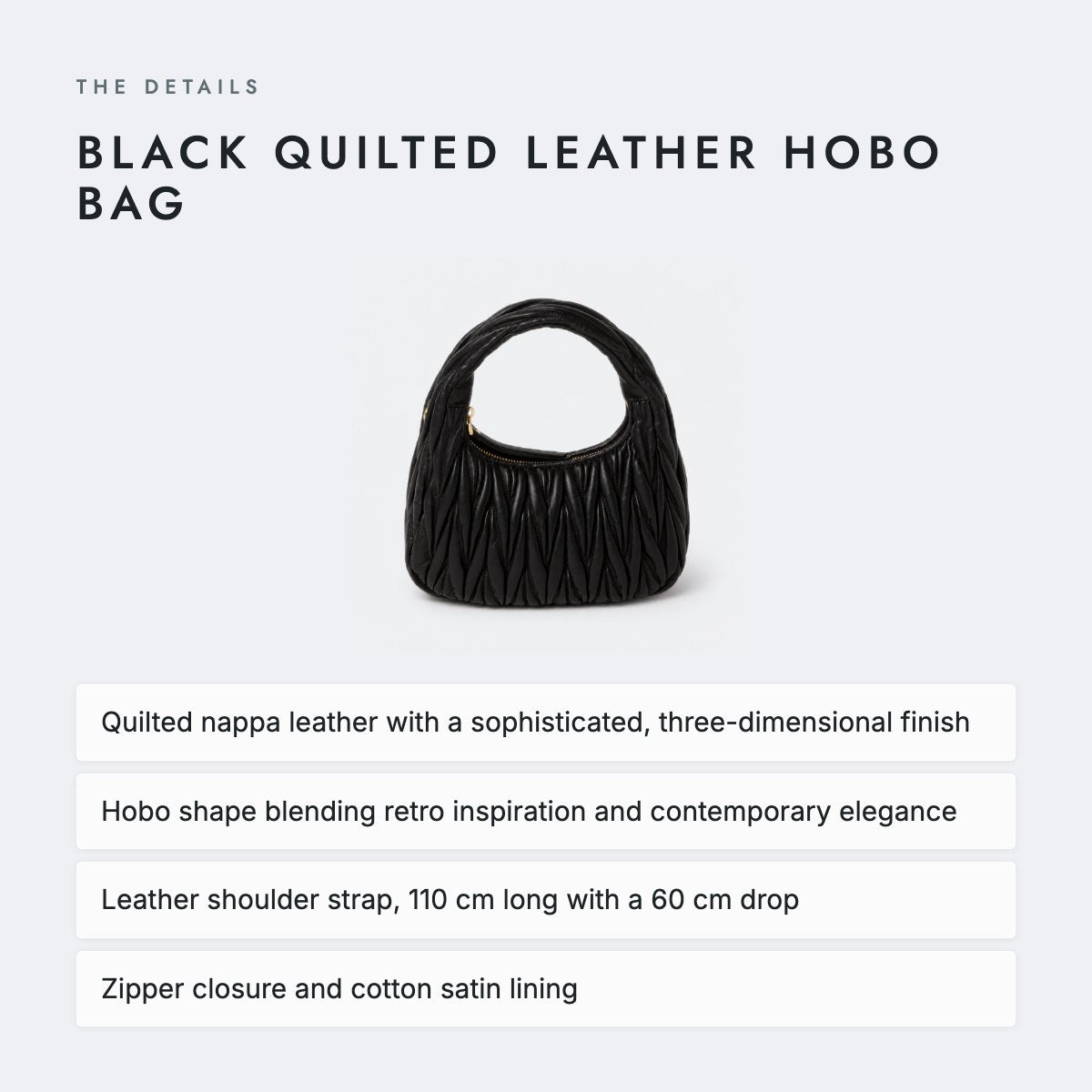 Black Quilted Leather Hobo Bag, photo 4