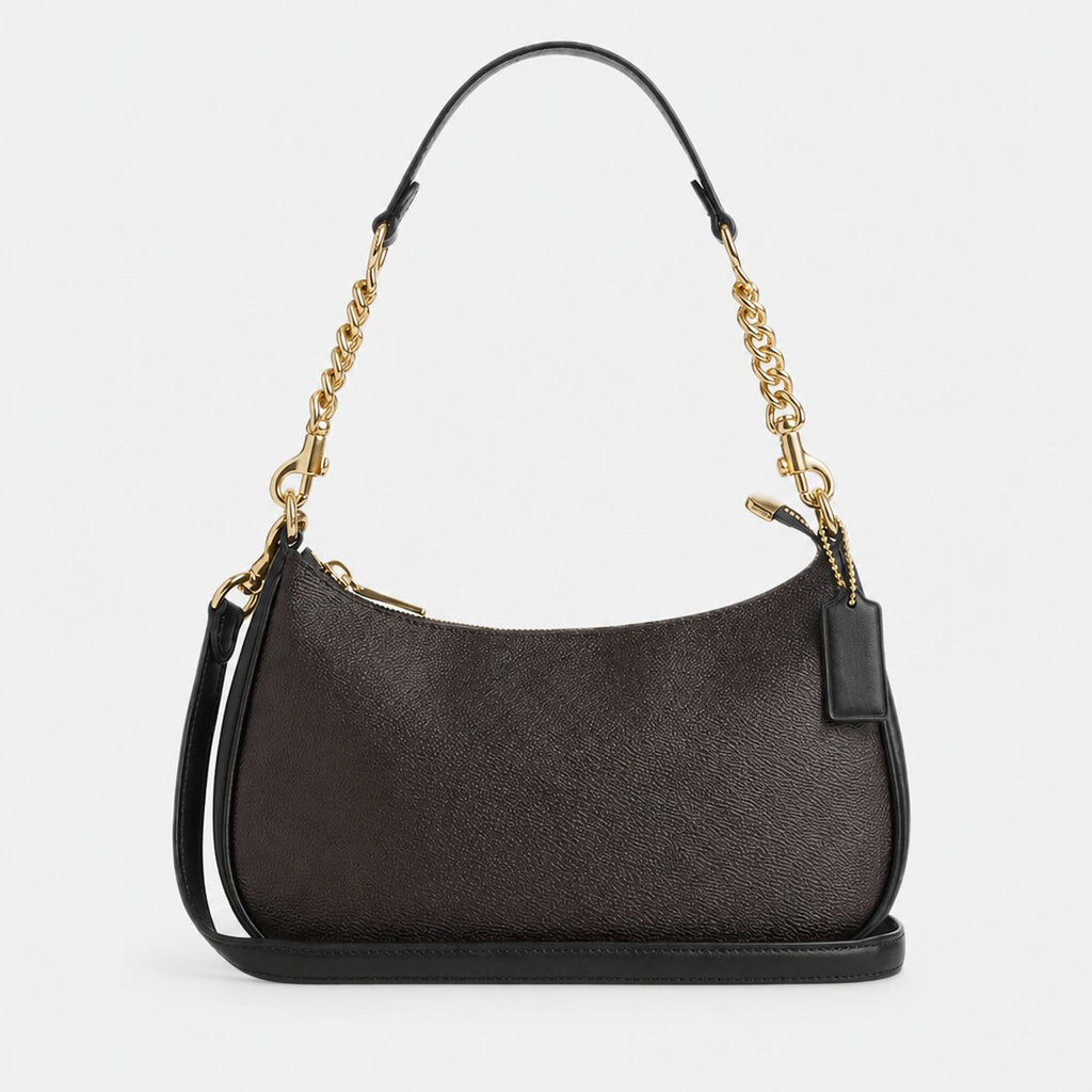 Walnut and Black Coated Canvas Shoulder Bag, photo 1