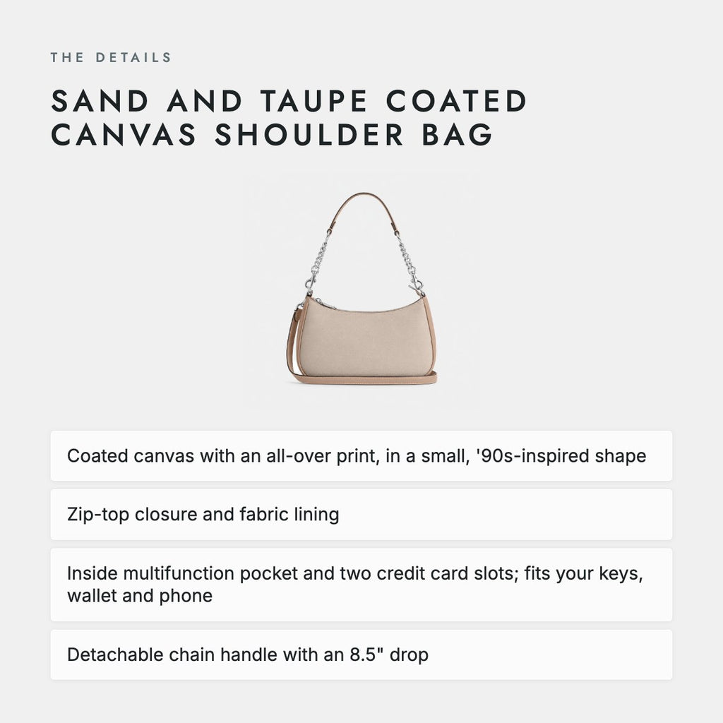 Sand and Taupe Coated Canvas Shoulder Bag, photo 4