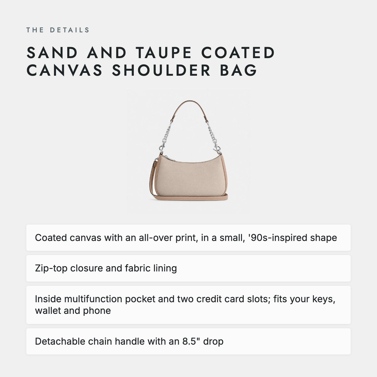 Sand and Taupe Coated Canvas Shoulder Bag, photo 4