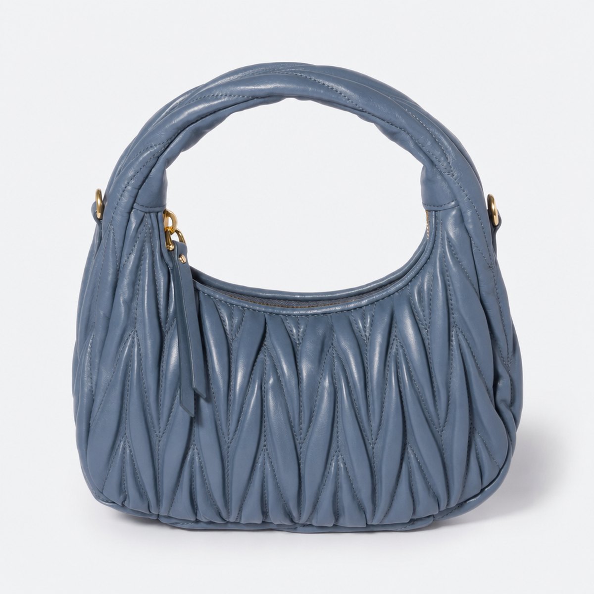 Aviation Blue Quilted Leather Hobo Bag, photo 1