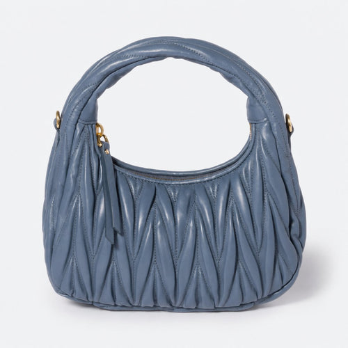 Aviation Blue Quilted Leather Hobo Bag, photo 1